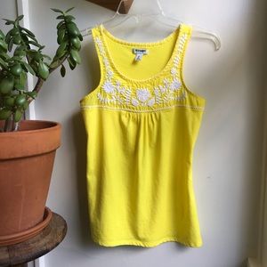 Yellow embroidered tank